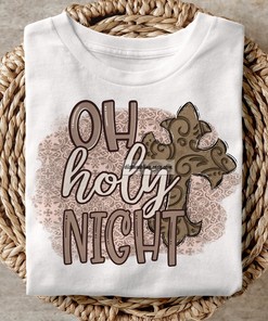 Jesus Christmas Fall Oh Holy Night T-Shirt - Christian Holiday Tee