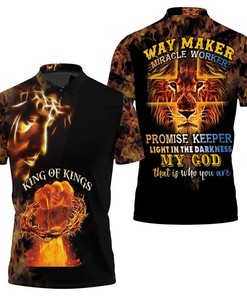 Jesus King Of Kings Way Maker Miracle Worker Lion Printed T Shirt 3D Polo Shirt