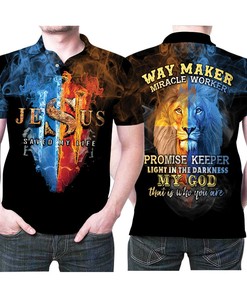 Jesus Save My Life Way Maker Miracle Worker Light In The Darkness My God That Is Who You Are Polo Shirt for God Lovers