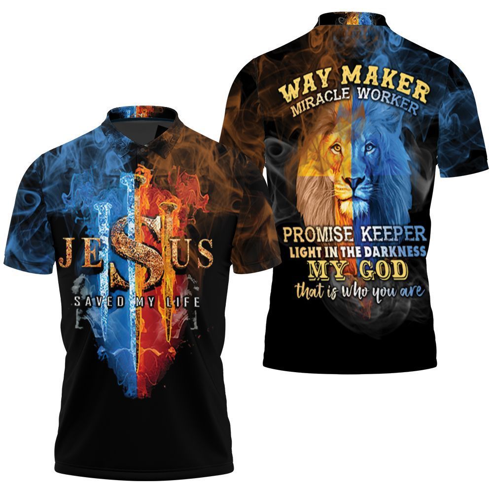 Jesus Save My Life Way Maker Miracle Worker Promi 3D Polo Shirt