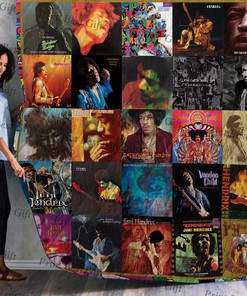 Jimi Hendrix Albums Poster Quilt Bedding Set Great for Bedroom Decor and Family Gifts