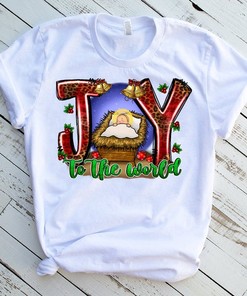Joy Manger Scene Peace Love Miracle Christian Christmas T-Shirt