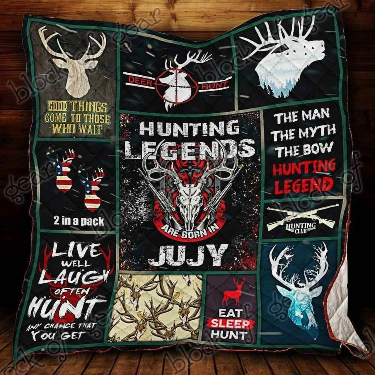 July Hunting Legend Personalized Quilt Blanket Bedding Set for Home Decoration and Family Gifts