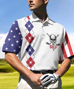 Just Golf It Skull Flag Polo Shirt