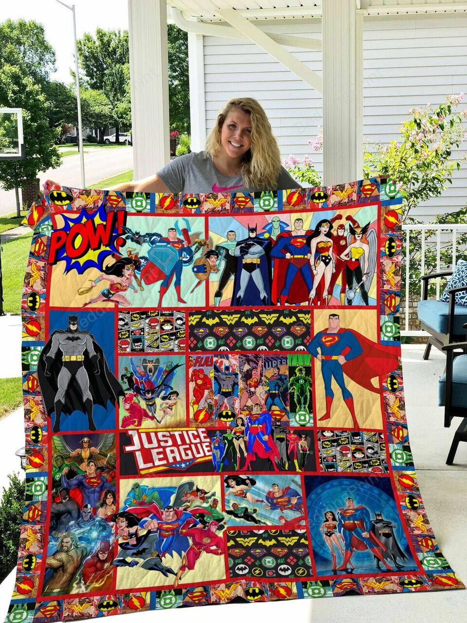 Justice League Quilt Bedding Set Blanket Gift Birthday Christmas Dc Movie Justice League Dc