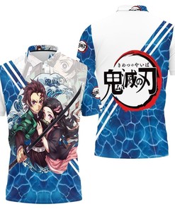 Kamado tanjiro kamado nezuko grow up edition kimetsu no yaiba Blue Polo shirt