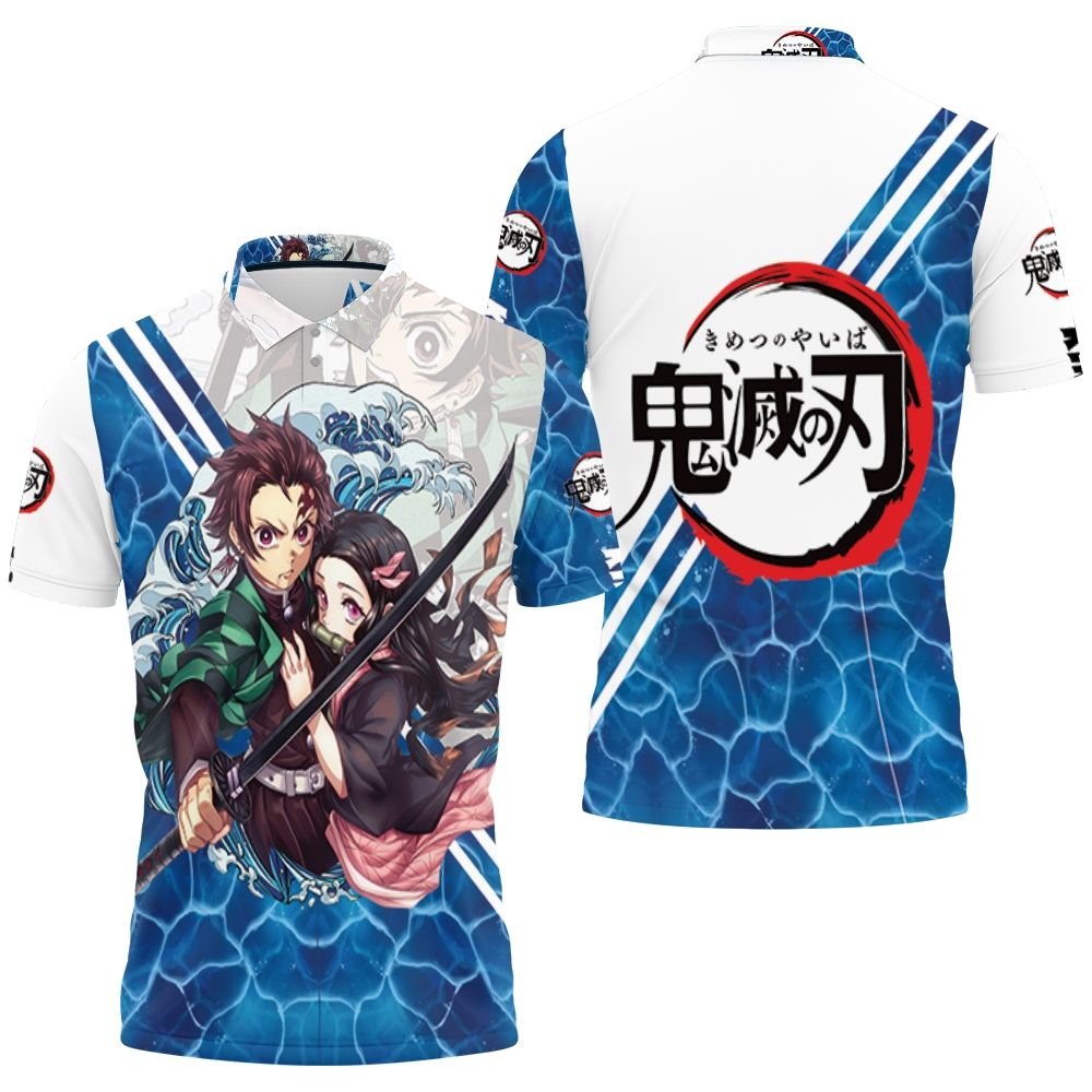 Kamado tanjiro kamado nezuko grow up edition kimetsu no yaiba Blue Polo shirt