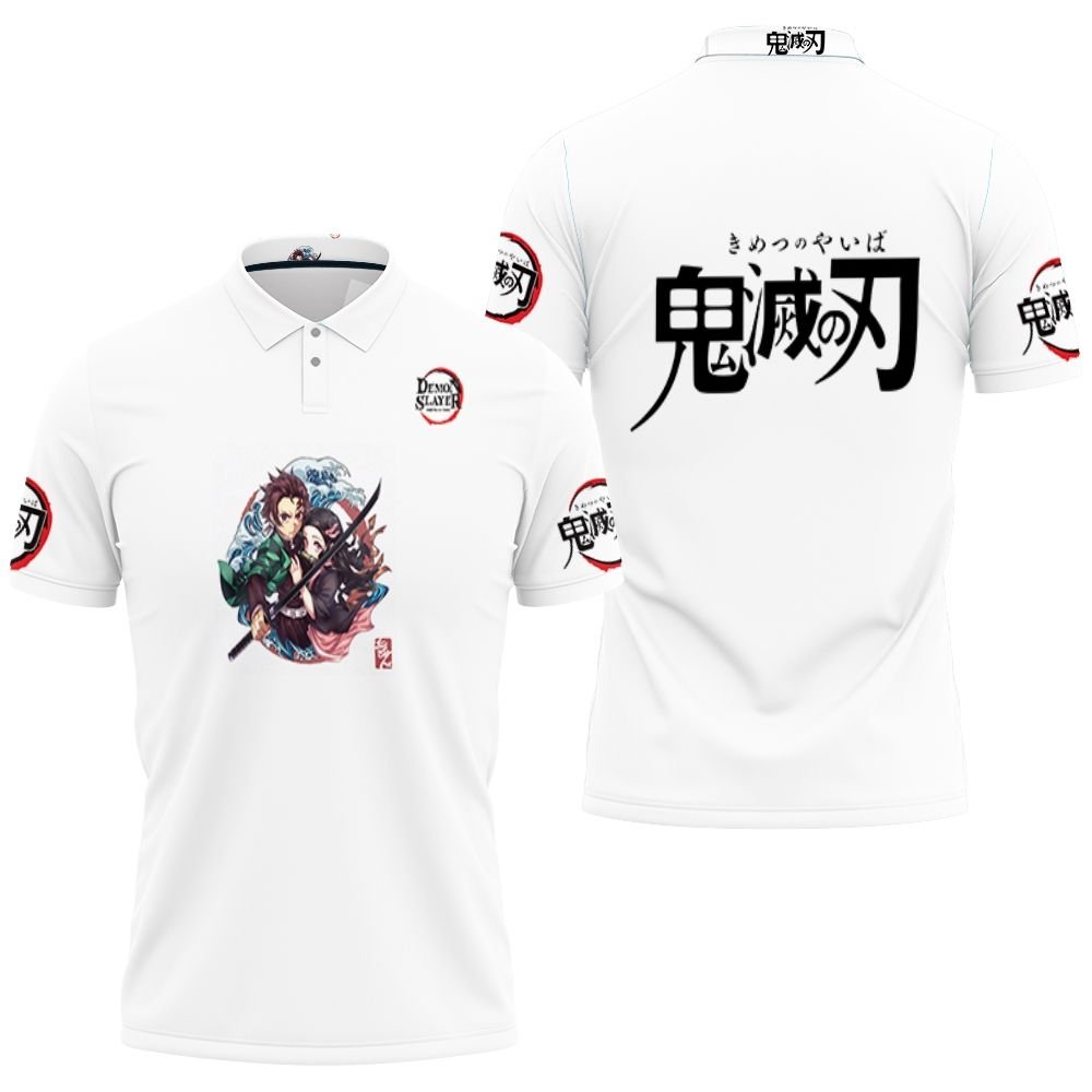 Kamado tanjiro kamado nezuko grow up edition kimetsu no yaiba White Polo shirt