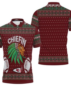 Kansas City Chiefs Chiefin Ugly Christmas 3D Polo Shirt for Fans