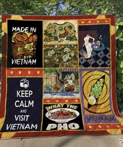 Keep Calm And Visit Vietnam Quilt Bedding Set with Custom Name, Perfect for Travel Lovers and Family Gifts