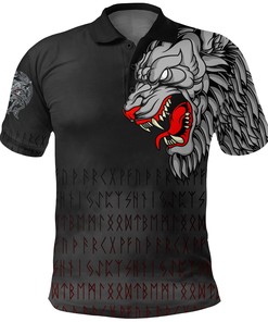 Killer Wolf Tattoo Viking Polo Shirt