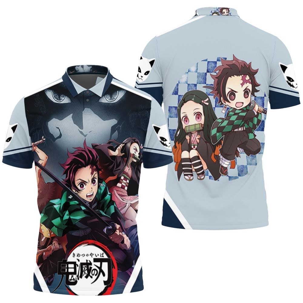 Kimetsu No Yaiba Teamup Kanjiro Nezuko Inosuke Polo Shirt