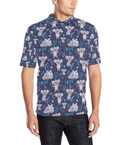 Koala Cute Themed Design Print Men Polo Shirt