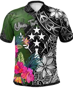 Kosrae Custom Personalised Polo Shirt - Turtle Plumeria Banana Leaf