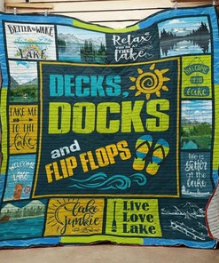 Lake Decks Docks And Flip Flops Quilt Bedding Set Blanket