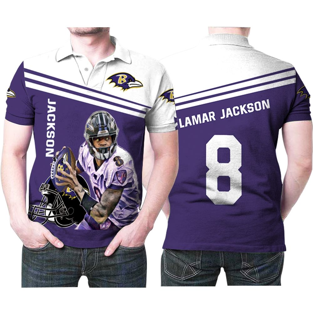 Lamar Jackson Baltimore Ravens 8 Legend 3D Polo Shirt