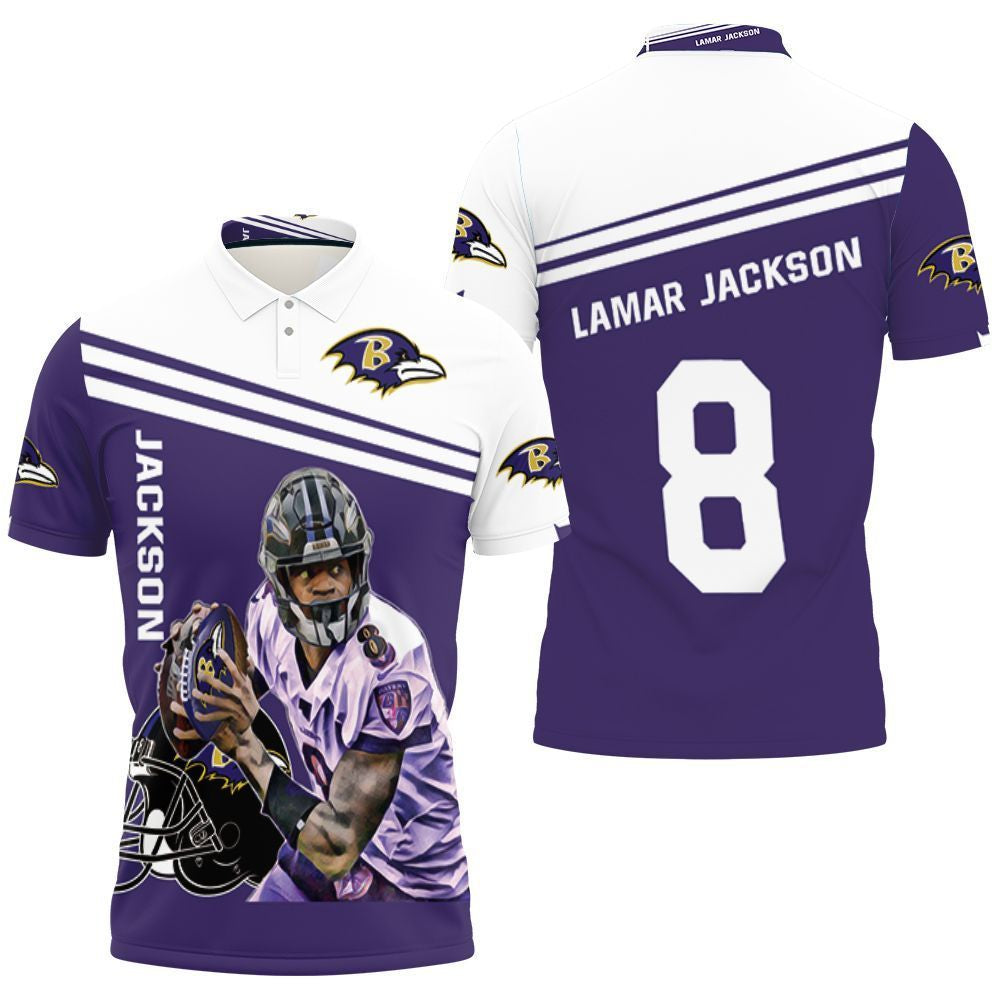 Lamar Jackson Baltimore Ravens 8 Legend 3D Polo Shirt for Fans