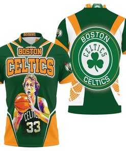 Larry Bird 33 Boston Celtics Vintage Artwork Polo Shirt