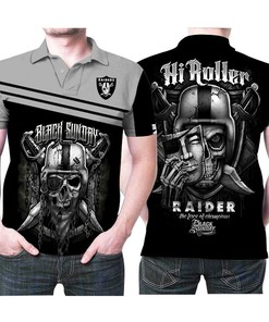 Las Vegas Raiders Black Sunday Hi Roller Skull The Face Of Champions Printed Gift For Las Vegas Raiders Fan Polo Shirt