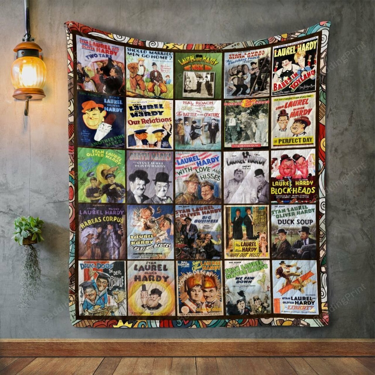 Laurel And Hardy Quilt Bedding Set Blanket for Custom Home Decor and Family Gifts
