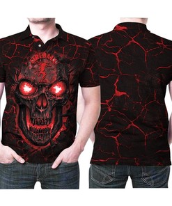 Lava Skull Fireball 3D Printed 3D 3D Graphic Printed Polo Shirt