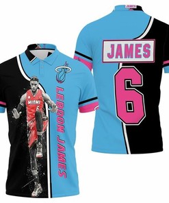 Lebron James 6 Miami Heat Legend Warm Up For Fan Polo Shirt