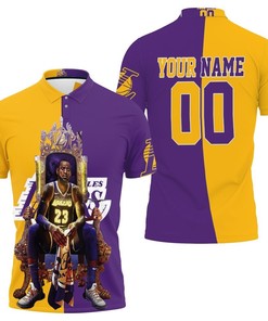 Lebron James On Throne Los Angles Lakers Legend 3D Personalized Polo Shirt