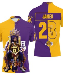 Lebron James On Throne Los Angles Lakers Legend Printed 3D Polo Shirt