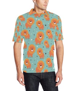 Lion Baby Pattern Print Design 03 Men Polo Shirt