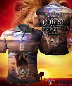 Lion I Can Do All Things Through Christ Polo Shirt Nhd