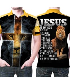 Lion Jesus Is My God King Lord Savior My Everything 3D Printed Gift For God Lovers Polo Shirt