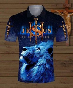 Lion Jesus Is My Savior, Jesus Is My King Polo Shirt