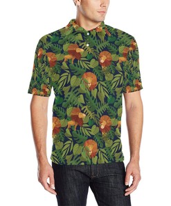 Lion Jungle Pattern Print Design 05 Men Polo Shirt