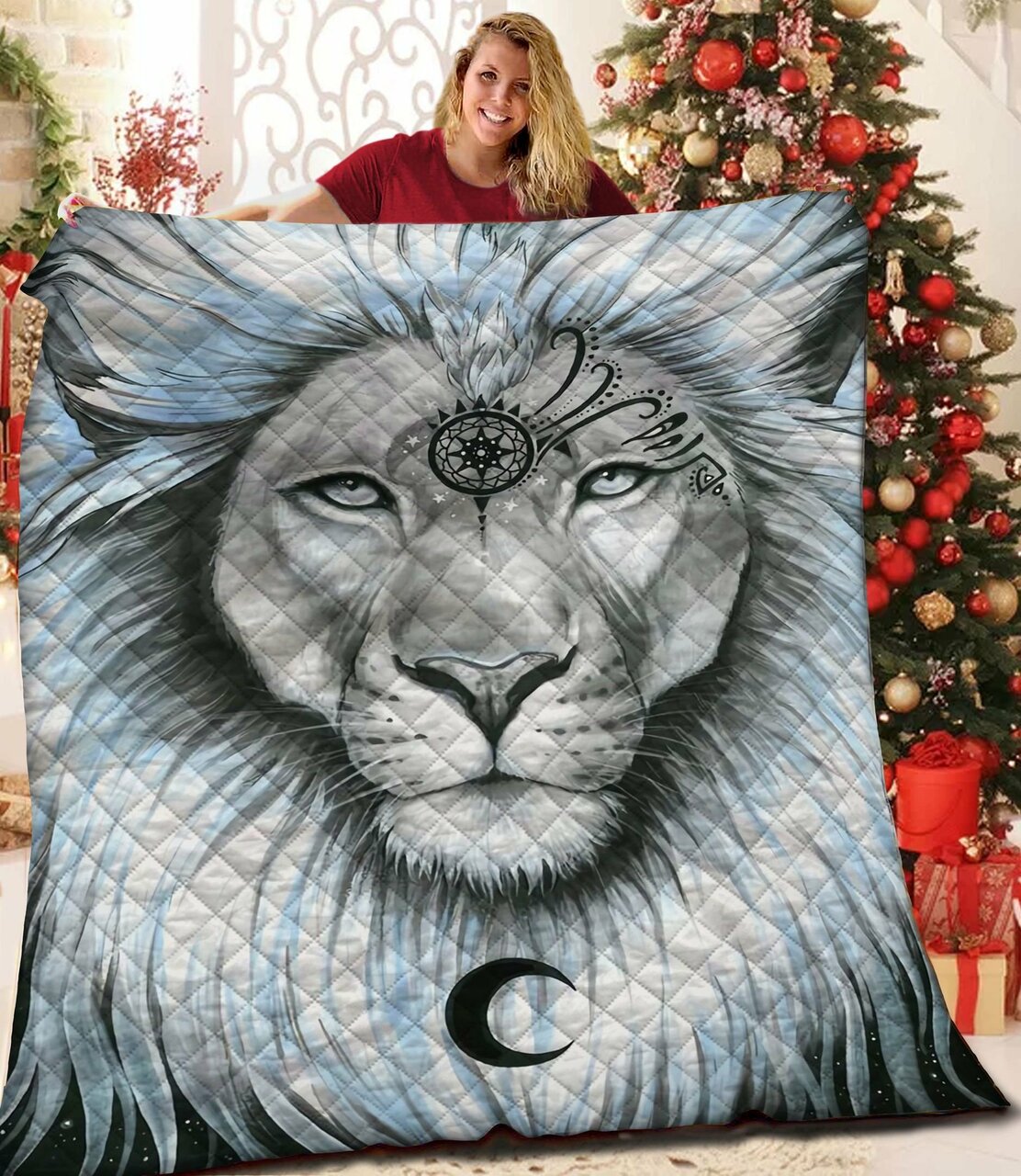 Lion Quilt Blanket Bedding Set Bedroom Decor Gifts for Lion Lovers