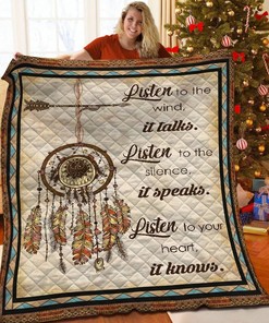 Listen To The Wind It Talks Native American Quilt Bedding Set Bedroom Decor, Gifts for Family