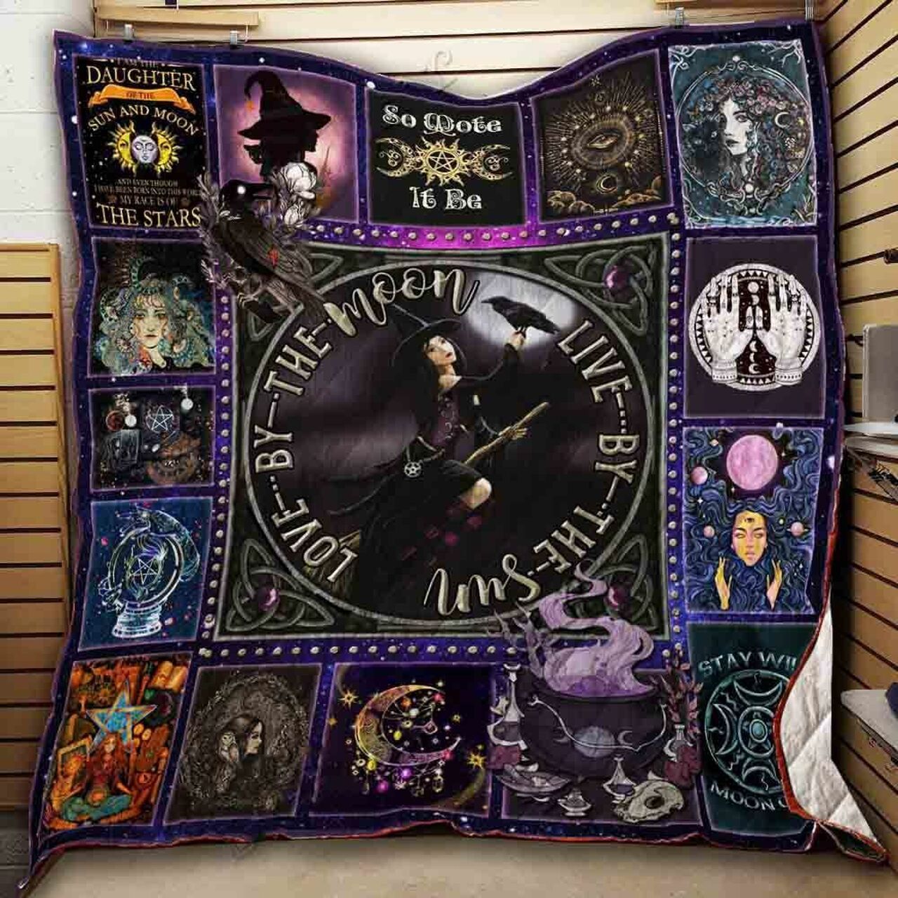 Live By The Sun Love By The Moon Witchcraft Quilt Bedding Set Bedroom Decor, Gifts for Family
