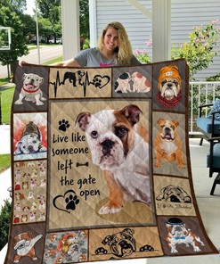 Live Like Someone Bulldog Quilt Bedding Set Blanket - Gifts for Family