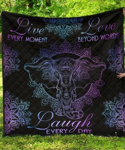 Live Love Laugh Elephant Gift For Yoga And Elephant Quilt Bedding Set Bedroom Decor, Gifts for Family