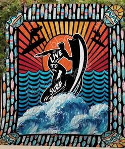 Live To Surf Personalized Quilt Bedding Set - Perfect for Bedroom Decor and Family Gifts