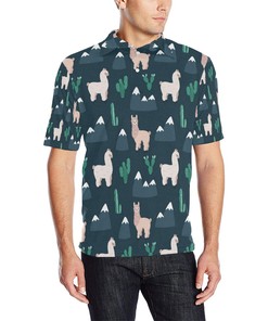 Llama Pattern Print Design 06 Men Polo Shirt