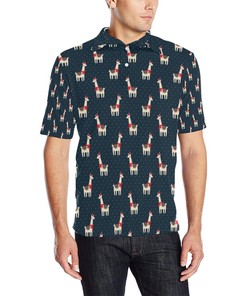 Llama With Polka Dot Themed Print Men Polo Shirt
