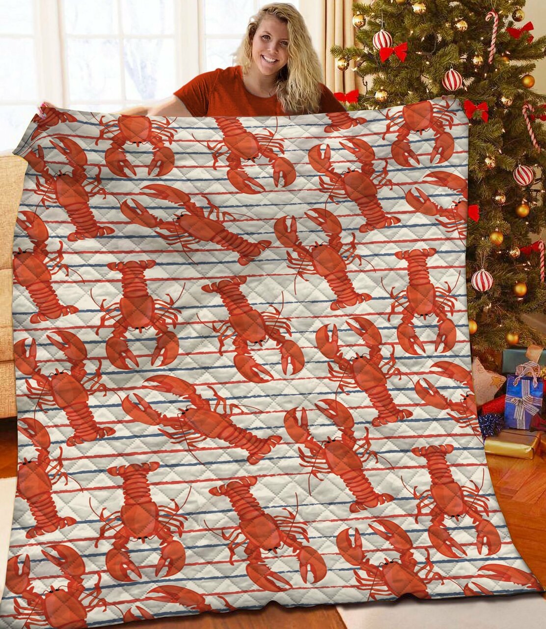 Lobster Quilt Bedding Set Bedroom Decor, Gifts for Family