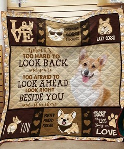 Look Back Look Ahead Personalized Corgi Quilt Bedding Set - Great for Bedroom Decoration