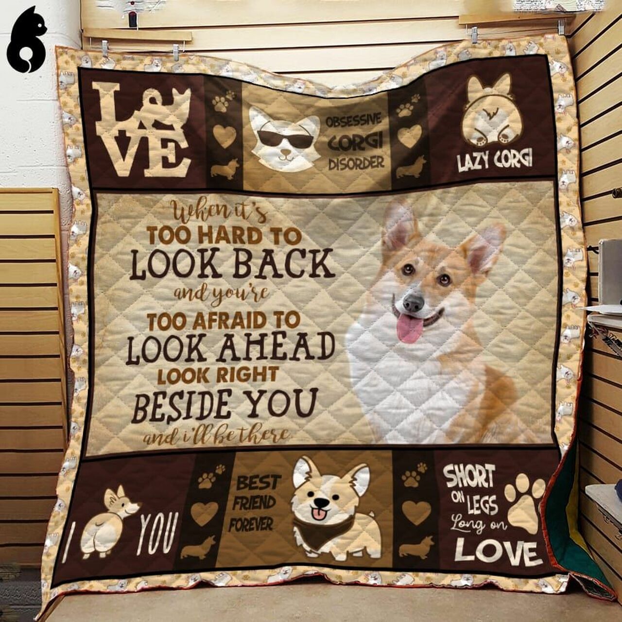 Look Back Look Ahead Personalized Corgi Quilt Bedding Set - Great for Bedroom Decoration