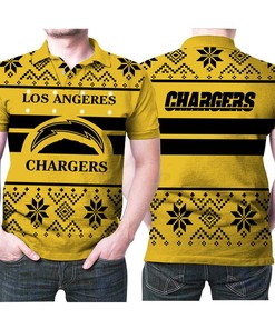 Los Angeles Chargers Light Up Ugly Christmas Style 3D Printed Gift For Los Angeles Chargers Fan Polo Shirt