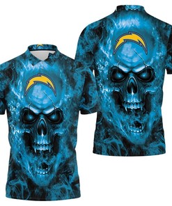 Los Angeles Chargers Nfl Fans Skull Polo Shirt