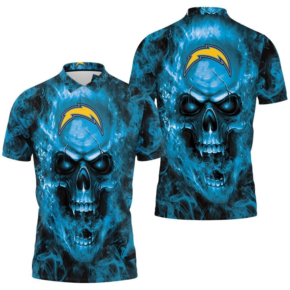 Los Angeles Chargers Nfl Fans Skull Polo Shirt