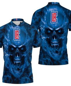 Los Angeles Clippers Nba Fans Skull Polo Shirt