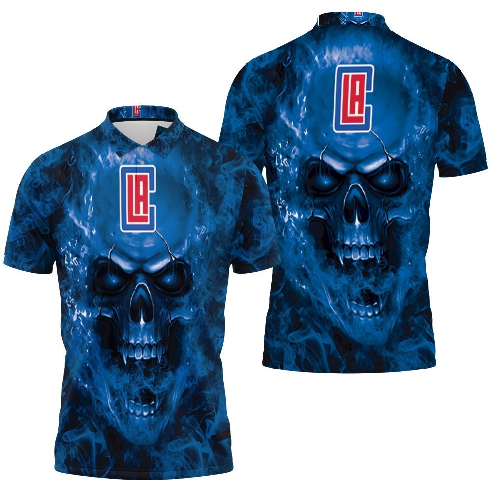 Los Angeles Clippers Nba Fans Skull Polo Shirt