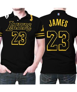 Los Angeles Lakers Lebron James 23 Team 2020 Black Jersey Inspired Style Polo Shirt